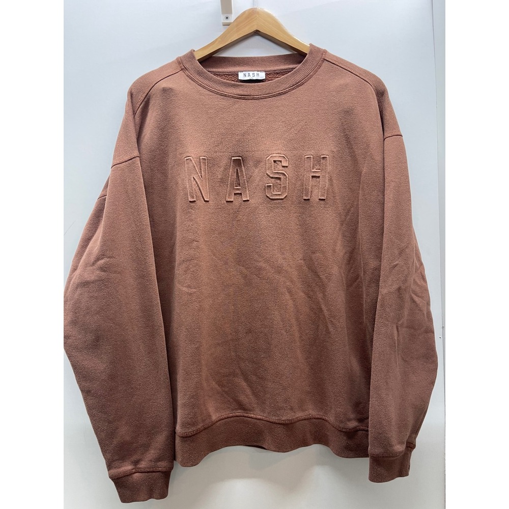 NASH Embossed Logo Crewneck Sweatshirt Brown Terracotta Oversized L/XL